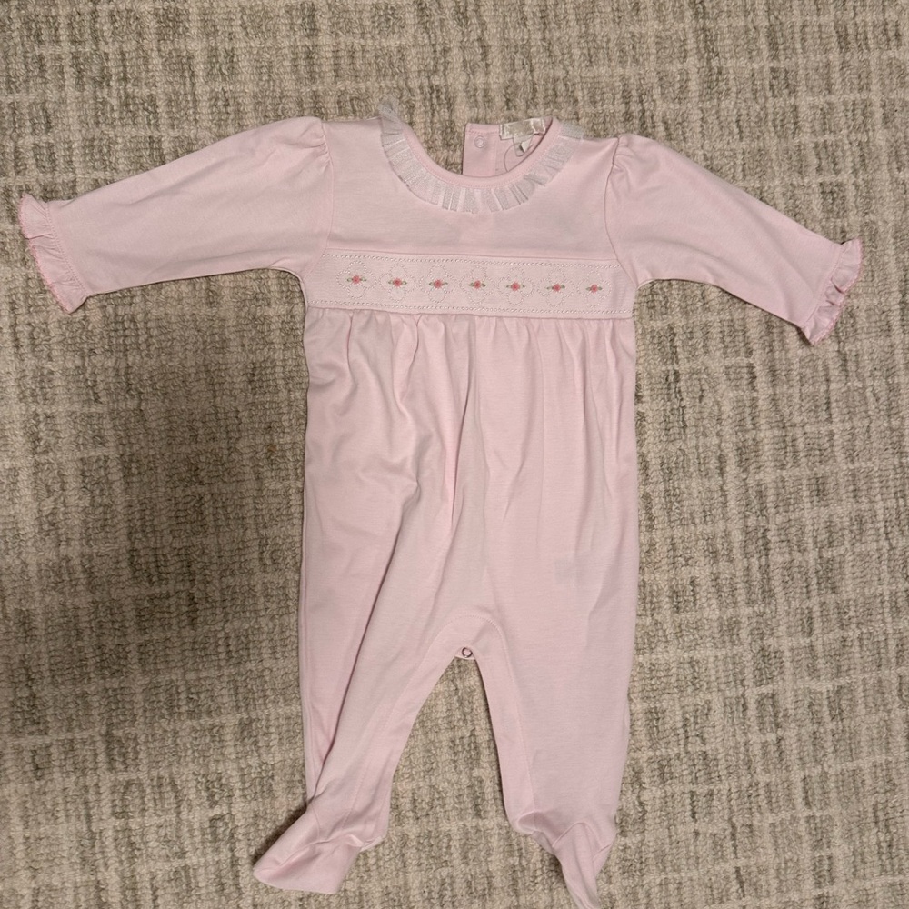 NWT Kissy Kissy Smocked Floral Pima Cotton footie, 6-9months